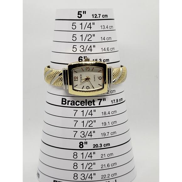 Studio Time STD951T 415. Gold braided bangle band, White face with gold accents main image 6